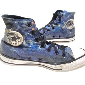 Converse Sky Space Night Sky Moon Women's 6 / Men's 4 High Top Sneakers Shoes
